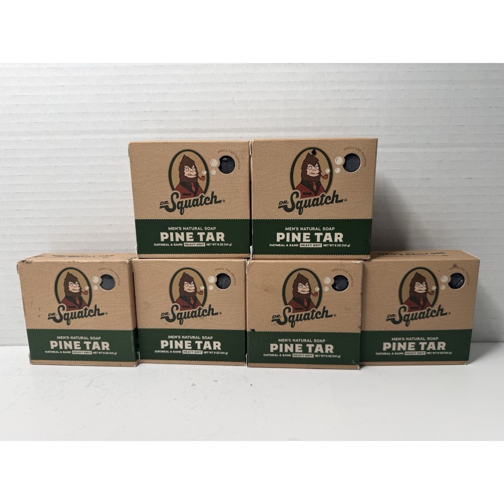 6x New Dr. Squatch Pine Tar Oatmeal & Sand Heavy Grit Bar Soap 5oz ea